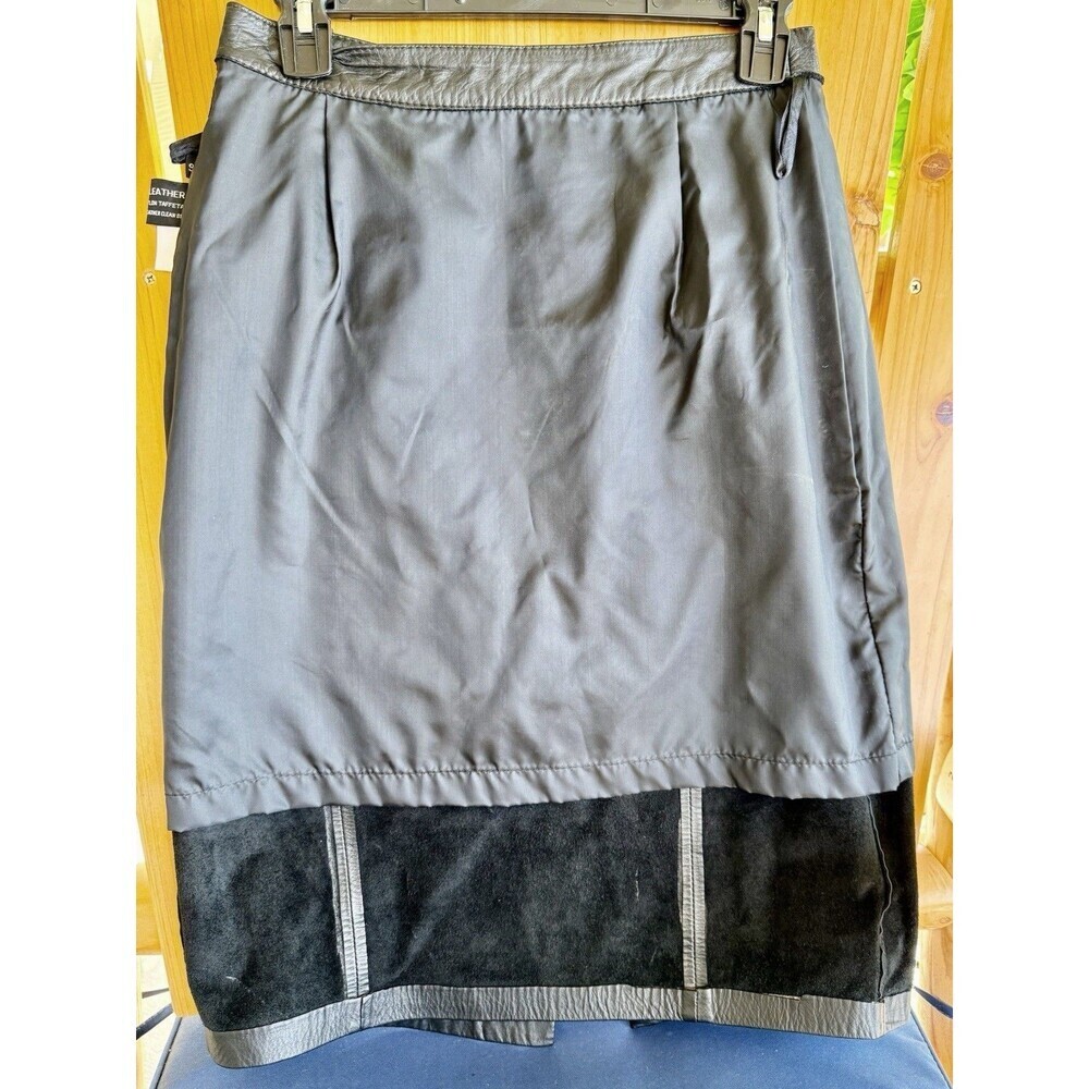 Winlit Women’s Vintage Black Genuine Leather Pencil Skirt Straight Size 9/10 - Picture 2 of 6